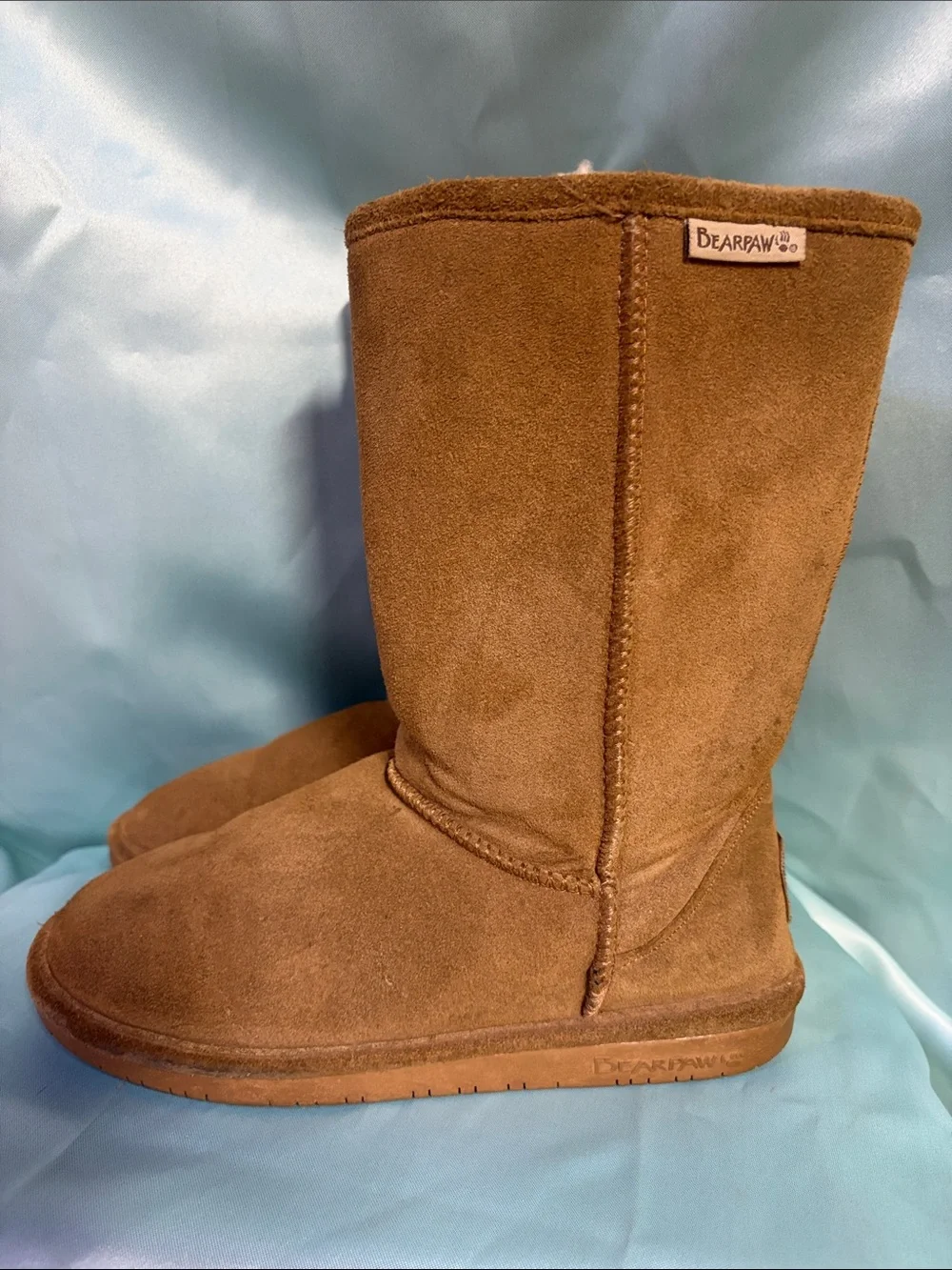 Bearpaw Classic Tall Suede Boots Chestnut Brown Size 9 Cozy Fall Winter